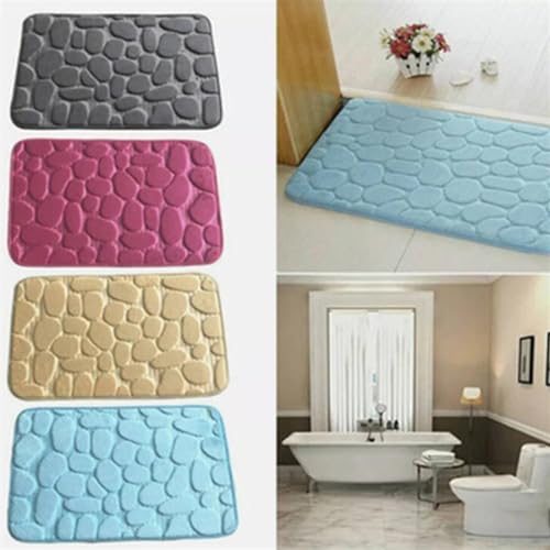 Alfombra de baño con relieve de adoquines de espuma con memoria 3