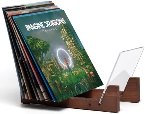 KAIU Vinyl Record Storage Holder - Solid Wood with Crystal Clear ...