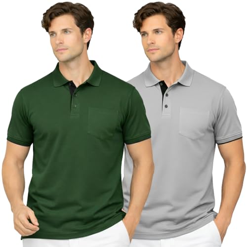 Image of Men's Premium Cotton Pique Polo T-Shirt, Classic Fit Short Sleeve Casual Summer Shirt, Soft & Breathable Fashion Polo