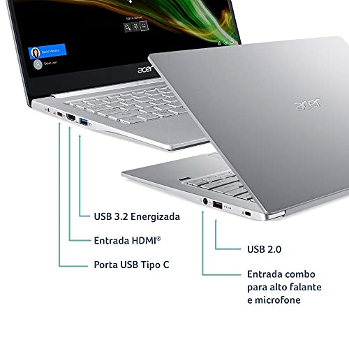 Notebook Acer Swift 3 SF314-42-R4EQ AMD Ryzen 5 8GB 512GB SSD 14' Windows 10 6 Notebook Acer Swift 3 SF314-42-R4EQ AMD Ryzen 5 8GB 512GB SSD 14' Windows 10 - Imagem 6
