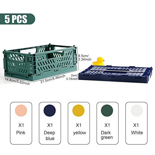 Comius Sharp Klappkiste 5 Stück Klappkorb Faltbare, Plastik Klappbox 22X14.8X8.7cm Einfache Umzug für Regal Zuhause Küche Klassenzimmer Schlafzimmer Badezimmer Büro