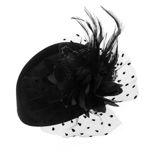 Yuannee Fascinators pour Femmes,Chapeau de Bowler Vintage en Maille Chapeaus Tea Party avec Clip Fascinator Chapeau de Cocktail pour Femme et Fille Noir