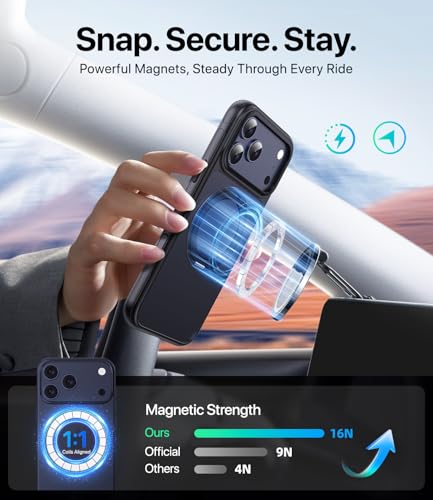 Image of for iPhone 17 Pro Case, Compatible with MagSafe, Slim Shockproof Military-Grade Rugged Protective Case with Stand, Camera Control, Comfort Grip (A-Black, iPhone 17 Pro)