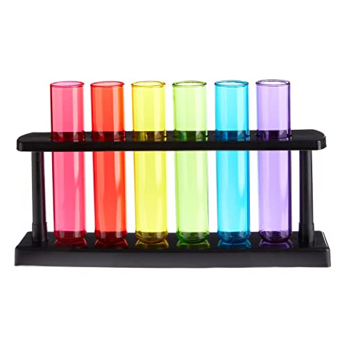 4 Pack Plastic Test Tubes With Rack For Parties, Plant Propagation, Shot Glasses Holder For Science Themed Birthday Party, Pouring And Storing Liquids, 6 Colors (1.5 Ounces) #TOP4