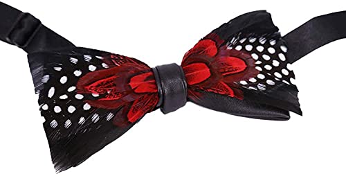 Galsawi Men's Pre-Tied Bow Tie Handmade Feathers Bowtie Adjustable Length Necktie, One Size #TOP1