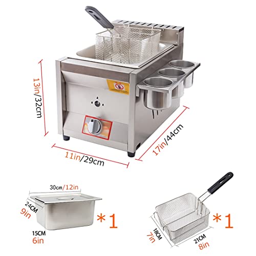 High Capacity Deep Fryer Kitchen Frying Machine For Home/Commercial Liquid Propane Gas Fryers With Frying Baskets And Oil Temperature Gauge Seasoning Trough (Color : Natural Gas, Size : 2.1Gal/8L) #TOP6