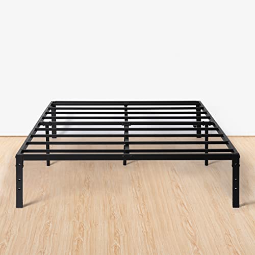 FetiNes Lit Double Cadre de Lit en Métal,Lit 2 Personnes avec Sommier à Lattes, Pas Besoin de Sommier, pour Matelas de 140 x 190 cm, Noir Cover