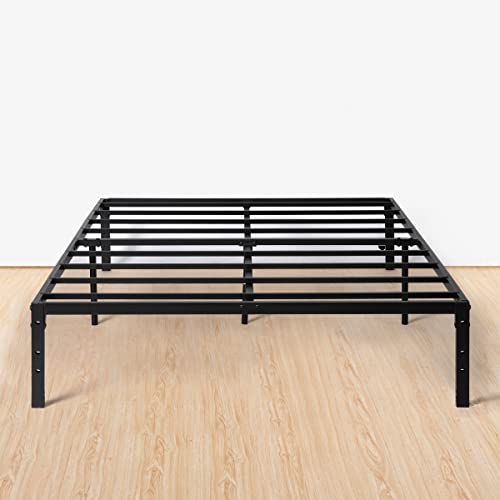 FetiNes Lit Double Cadre de Lit en Métal,Lit 2 Personnes avec Sommier à Lattes, Pas Besoin de Sommier, pour Matelas de 140 x 190 cm, Noir