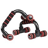 GWHOLE Manijas Soporte para Flexiones Push up Bars de Brazo Entrenamiento, Ejercicios, Gimnasio - 2 Piezas, Negro Rojo