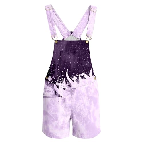 Image of DASONLUE Men's Overalls Jumpsuit Cargo Overall Short Work Trousers Lightweight Breathable Retro Streetwear Leisure Trousers Dungarees Funny Work Dungarees Streetwear Print Jeans Trousers, O purple
