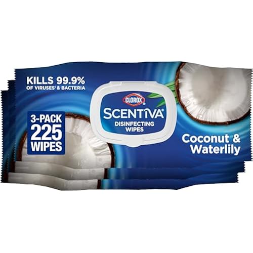 Clorox Scentiva Disinfecting Wipes, Coconut and Waterlily, 75 Ct., 3 Pack