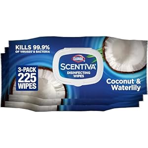 Clorox Scentiva Disinfecting Wipes, Coconut and Waterlily, 75 Count, Pack of 3 (Package May Vary)
