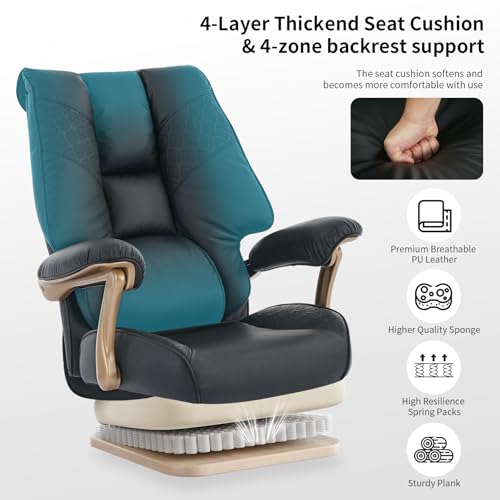 Image of EXCEBET Big and Tall Executive Office Chair with Footrest, 400LBS Capacity Ergonomic High-Back Desk Office Chair with Lumbar Support, Padded Armrests & Thick Cushion, Black PU Leather Chairs