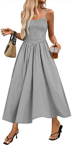 Relipop Women's Summer Midi Dresses 2026 Casual Plaid Sleeveless ...