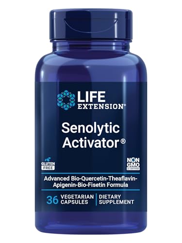 Life Extension Senolytic Activator* Healthy Aging Cellular Health Support bioavailable quercetin and Fisetin apigenin Black Tea theaflavins Gluten Free Non-GMO Vegetarian 36 Capsules