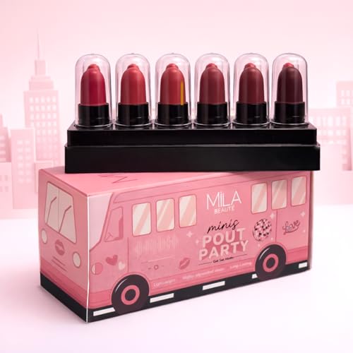 Image of Mila Beaute 12 Creamy Matte Mini Pout Party Lipstick Kit | Lip Hydrating & Light-weight | Long Lasting Lipsticks for Women | Suitable All Indian Tones - Nudes & Browns 14.4g (Pack of 2)