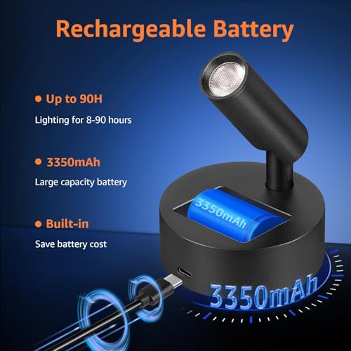URTOM Spot Lights Indoor with Remote Rechargeable Picture Light Battery Operated Spotlight with Timer Dimmable Wireless Uplighting Indoor Display Lights Stick on Wall Light for Plant Artwork, 1 Pack by URTOM - Used condition - Image 6