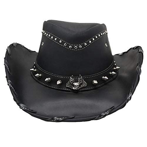 Bullhide Men's Iron Road Leather Hat Black X-Large #TOP1