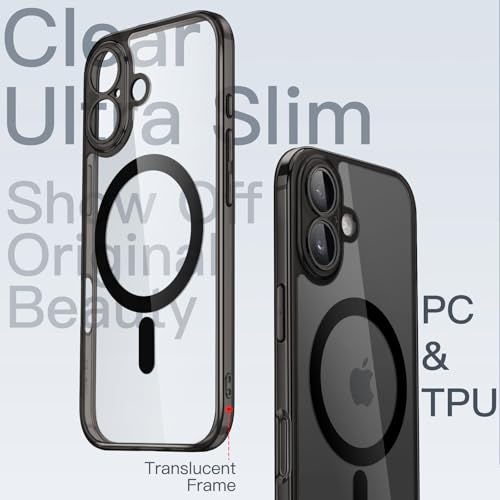 Image of JETech Magnetic Slim Case for iPhone 17 6.3-Inch Compatible with MagSafe, Camera Lens Full Protection, Ultra-Thin Lightweight Clear Minimalist Protective Phone Cover (Black)