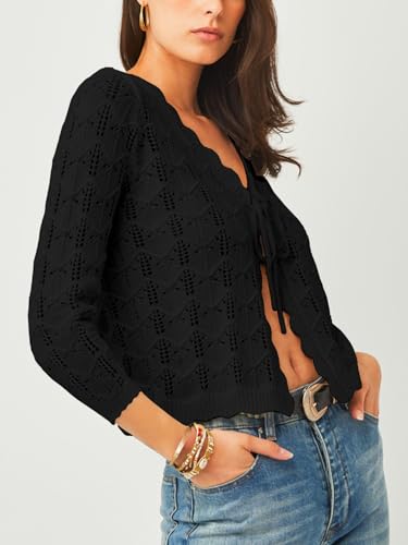 Women's Cardigan Sweaters Trendy 2025 Lightweight Button Down Crewneck Knit Work Casual Outfits Clothes3