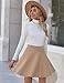Zeagoo Skirt Mini Ladies' Skirts Casual Fashion Mini Skirt Elastic High Waist Flared A-Line Design Perfect for School Girl Skirt Costumes and Carnival Parties Skirt Beige