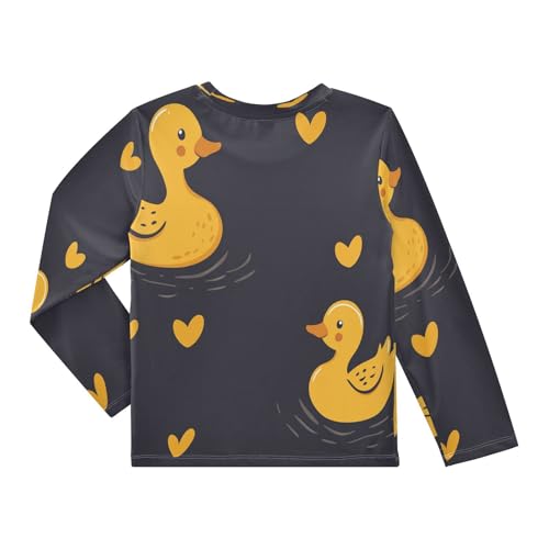 Duck Hearts on Black Boys Rash Guard Long Sleeve UPF 50+ Boys Swim Shirt Quick Dry Shirt for 3-12 Years2