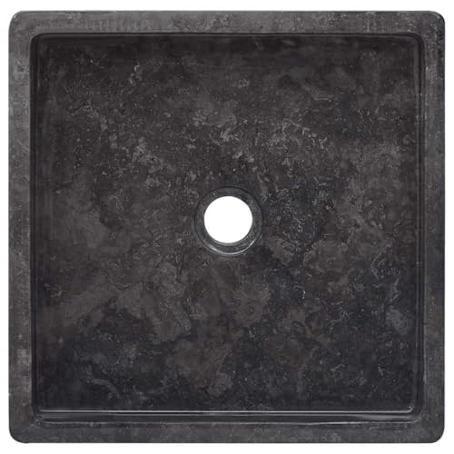 vidaXL Lavabo Lavamanos Inodoro Aseo Cuarto de Baño Cuenca Fregadero Casa Hogar Muebles Mobiliario Decoración Elegante Mármol Negro 40x40x10 cm - imagen 6