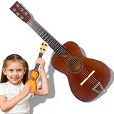 Mini Violão Infantil Madeira Acústico 6 Cordas Crianças | Brinquedo Musical Educativo Iniciantes 3 A 7 Anos Ideal Estimular Criatividade Interesse Música