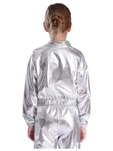 Kids Boys Girls Metallic Jackets Long Sleeve Front Zip Outerwear Jacket Hip Hop Jazz Dance Wear4