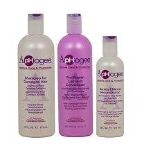 شامبو ApHogee للشعر التالف 16 Fl Oz، ProVitamin اتركه في بلسم 16 Fl Oz، Keratin 2 Minute Reconstructor 8 Fl Oz Set