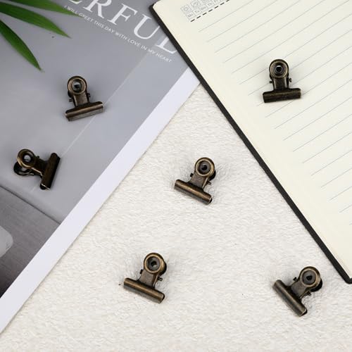 80 Stück Foldback Klammern Fotoklammern, klammern Metall Bulldogge, 22mm/0.87inch Binder Clips Multi-function Scharnier Clip für Fotos, Tüten, Küche, Briefklemmer Und Bürobedarf (Bronze)