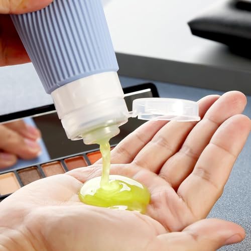 Kit 4 Frascos Potes Silicone Viagem 90ml Canelado Aprovado TSA (Tons de Azul)