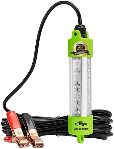 SF DC 12V 45W 72 LED Bait Submersible Dock Fishing Light Attractants Underwater Crappie Lure Green Waterproof Night Finder with Battery Clip & Power Plug # 4 Sides