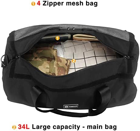 FIREDOG Large Duffel Bag with Lock, Smell Proof Duffel Bag for Travel Carry-on Bag Men and Women, Black/34.0L 5 FIREDOG Large Duffel Bag with Lock, Smell Proof Duffel Bag for Travel Carry-on Bag Men and Women, Black/34.0L