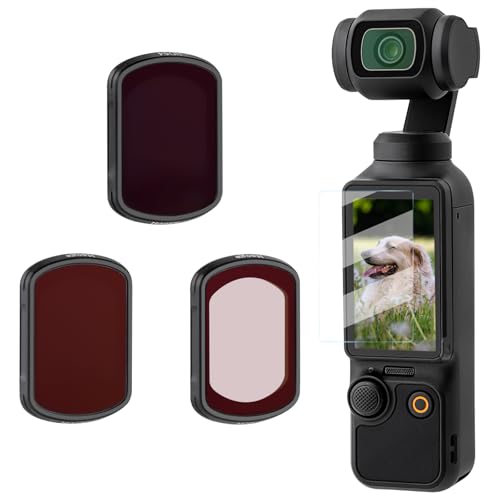 Haoge NDフィルター3個セット DJI Osmo Pocket 3用、ND8 ND64 ND256フィルターとLCDスクリーンプロテクター、フィルターキットVlogビデオアクセサリー、マルチコーティングHD光学ガラス付き