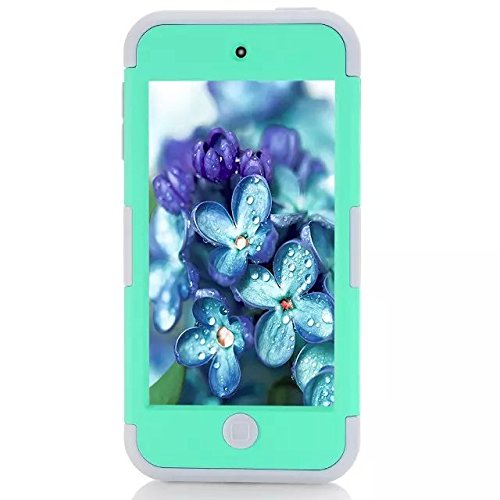 Case For Ipod Touch 5 Case For Ipod Touch 6 Case, 3 In 1 Hard Pc Case + Silicone Shockproof Heavy Duty High Impact Armor Hard Case Cover For Apple Ipod Touch 5 6Th Generation (Sky Blue+Gray) #TOP4