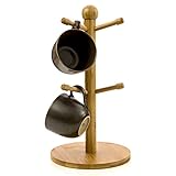 Mug Tree Mug Hook Mug Storage 6 Coffee Cup Mug Tabletop Holder Made of Organic Bamboo Wood By Intriom Bamboo Collection