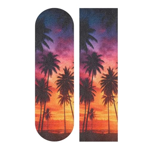 Longboard Grip Tape Skateboard Grip Tape Sheets Design The Silhouette Of Palm Trees on Tropical Beaches During Vivid Sunset Time 33