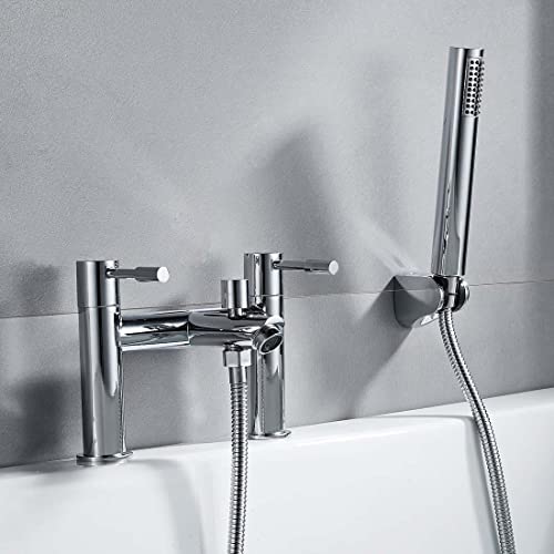 Chrome Bath Taps with Shower: Luckyhome Double Lever Mixer Tap in Solid Brass for Ultimate Performance - Image 4
