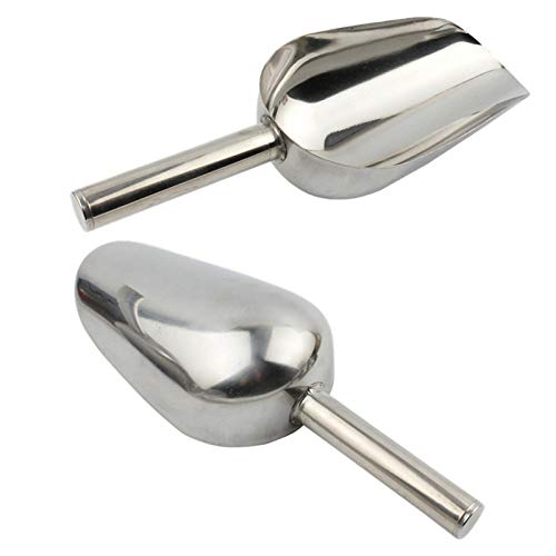 2Pcs Ice Scoops Stainless Steel Ice Shovel Flour Coffee Scoop Multifunctional Kitchen Food Shovel for Rice Candy Beans Nuts Spices Tea