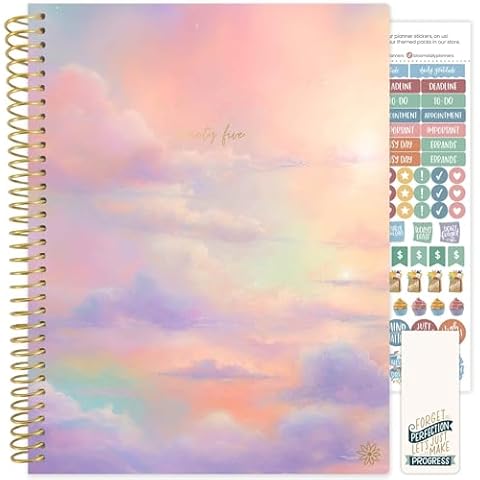 bloom daily planners 2025 (8.5" x 11") Calendar Year Day Planner (January 2025 - December 2025) - Weekly/Monthly Dated Agenda Organizer with Stickers & Tabs - Cotton Candy Clouds Cover