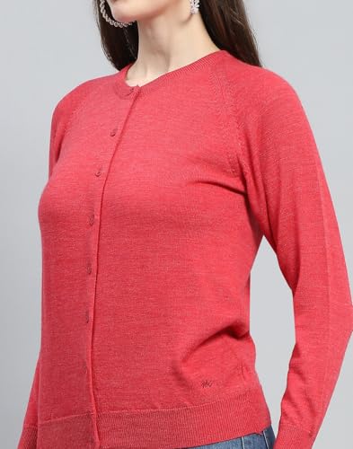 Image of Monte Carlo Women Regular Fit Full Sleeve Solid Round Neck Winter Cardigan (Pack of 1)