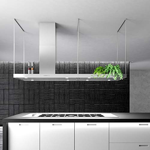 Image of Futuro Futuro Europe Series Island Mount Range Hood, Italian Stainless Steel Ceiling Chimney Hood with Perimeter Suction & Multi-Speed Blower (84 inch)