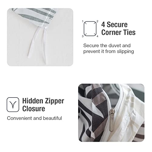 Lekesky Palm Leaf Duvet Cover Set, Black White Bedding Set Tropical Botanical Leaves Comforter Cover Queen Size Reversible Soft Microfiber Quilt Cover With Zipper Ties #TOP3