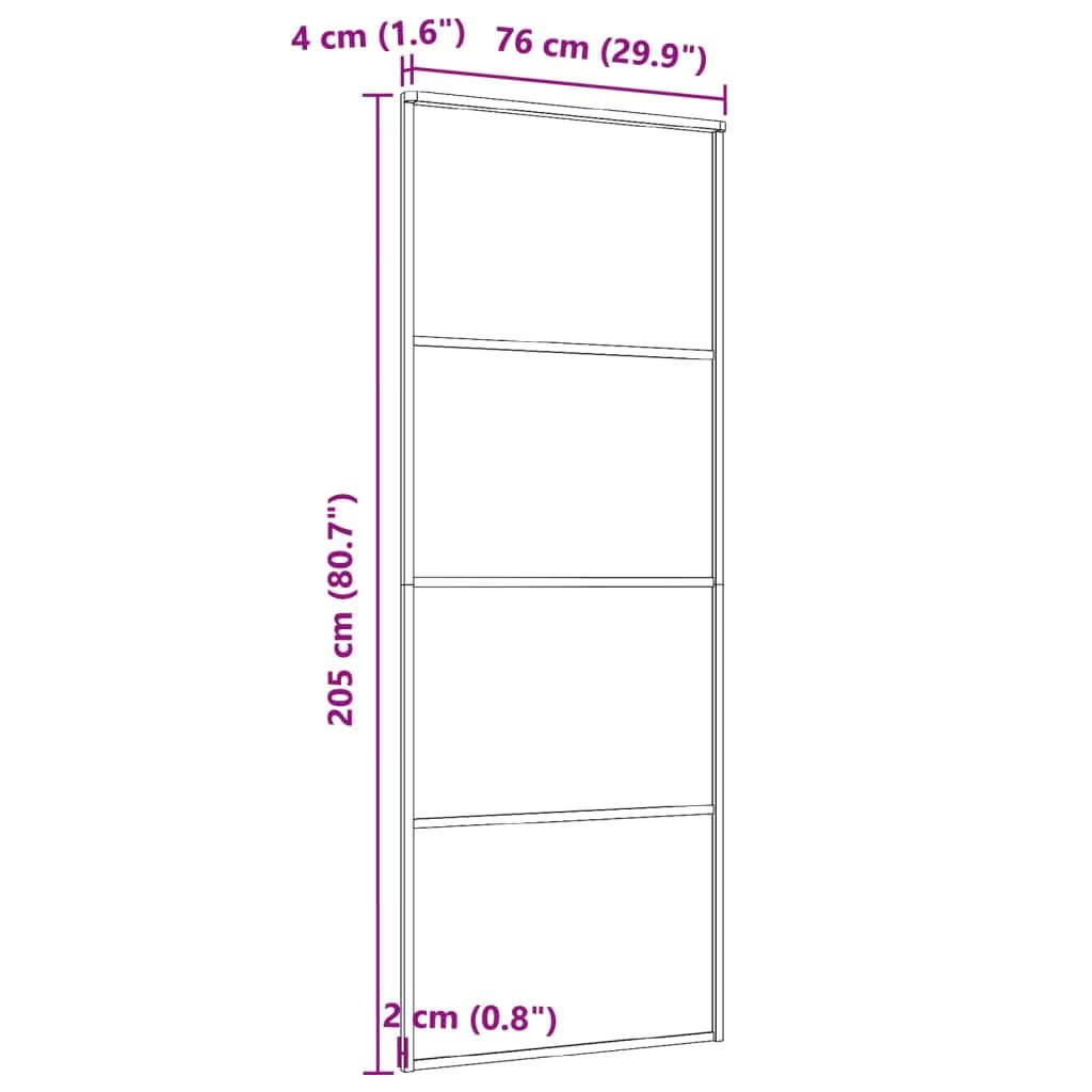 Drzwi przesuwne, matowe szkło ESG, aluminium, 76 x 205 cm, czarne, materiały budowlane, drzwi, drzwi domowe