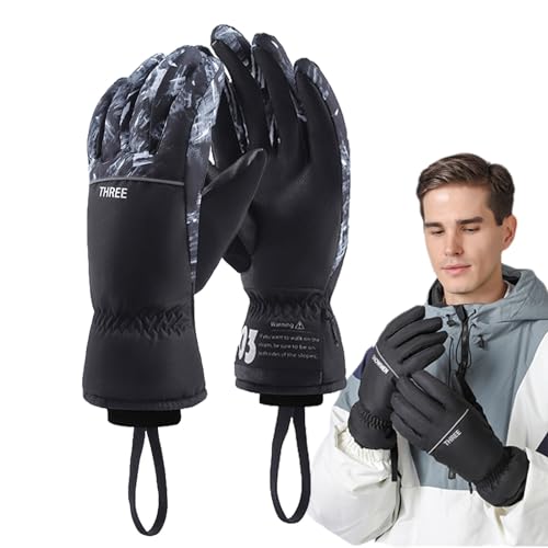 Luvas de esqui femininas à prova d'água, para tela sensível ao toque | Luvas quentes à prova de ven