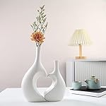 White Ceramic Vase Set of 2,Heart Shaped vase, Matte Frosted Texture Finish,Farmhouse Decor, Home Decor, Vases for Your Bedroom, Office, Living Room, Bathroom (White) - Image 4