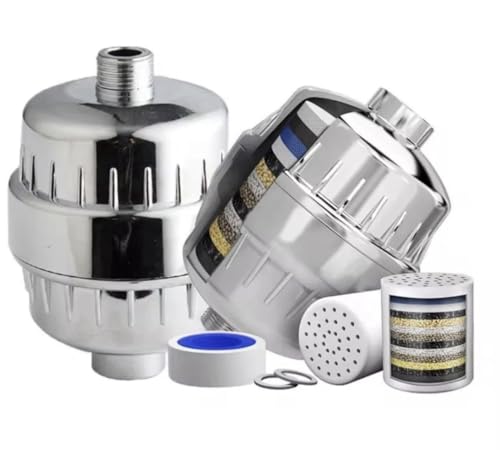 Hard Water Shower Filter Head | 20 Stage Shower Head Filter for Hard Water with Replaceable Cartridge Polished Chrome Water Softener Shower Head
