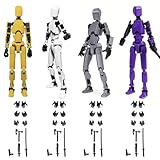 RAMONI 4Pcs Action Figure Toys, Freedom Multi Articular Action Figures, Portable & Easy to Use T13 Action Figure Office Decor Dummy 13 Action Figure, Robot Toy 3D Printed Toys with 28 Accessories