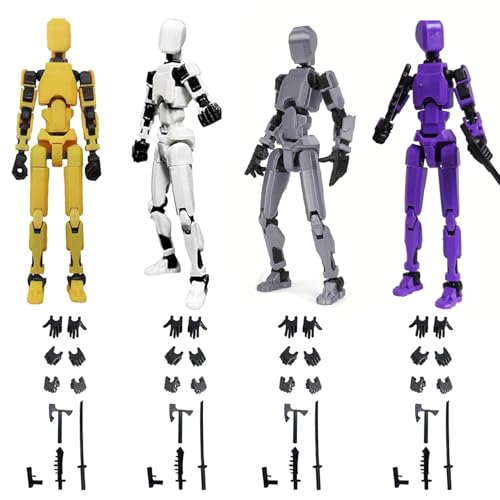 Image of RAMONI 4Pcs Action Figure Toys, T13 Action Figures, Portable & Easy to Use, Robot Toy, 3D Printed Toys with 28 Accessories